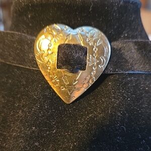 Black Velvet Gold Tone Heart Chocker
